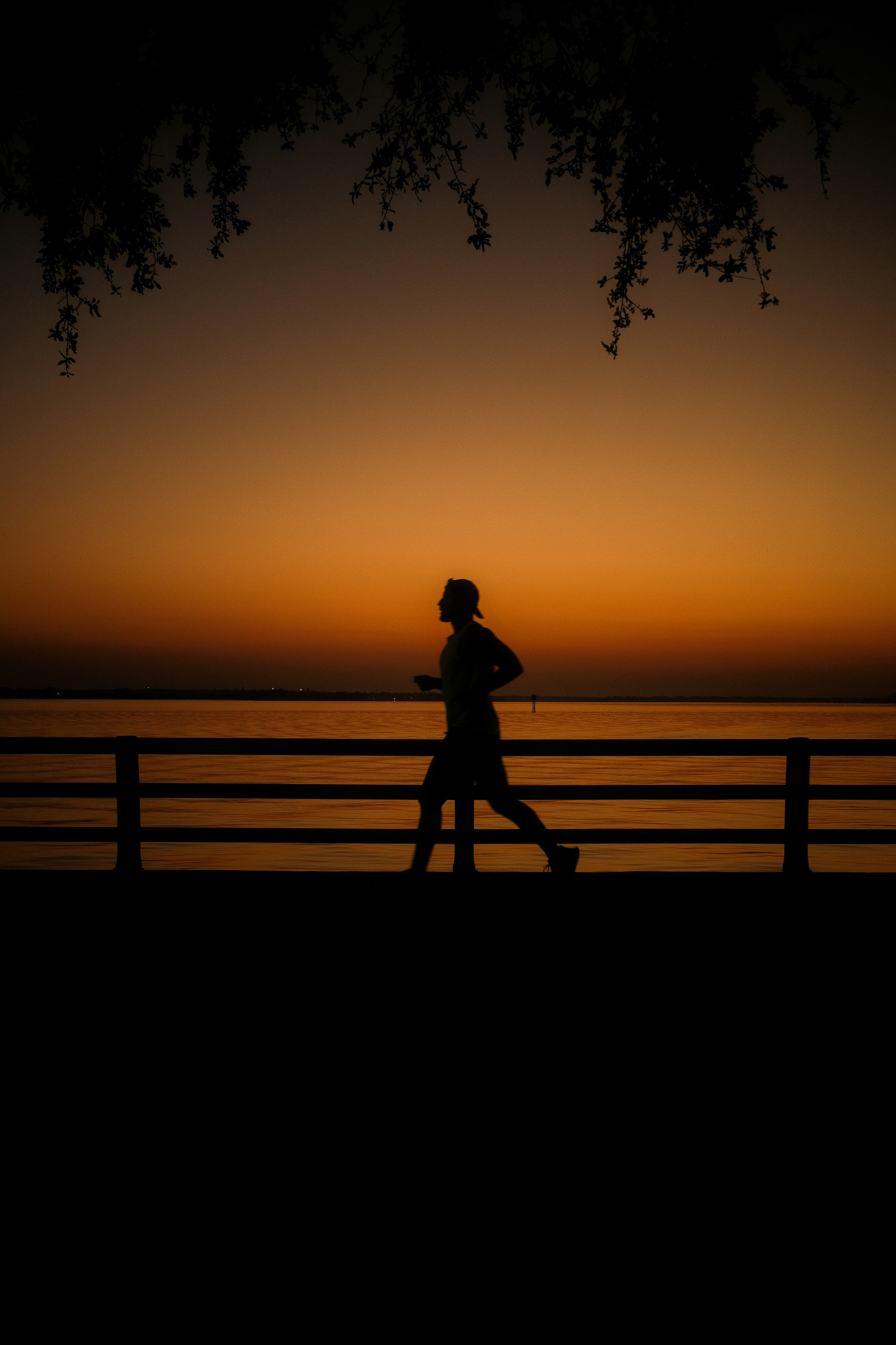 Jogger at sunset